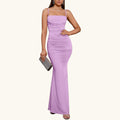 Mia - Elegantes Maxi-Abendkleid in Flieder mit Raffungen