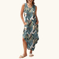 Hannah - Luftiges Maxi-Sommerkleid mit tropischem Palmenmuster