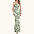 Sophia - Elegantes Maxi-Abendkleid in Salbeigrün mit Blumenmuster